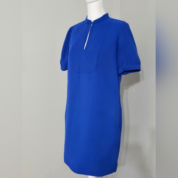 J Crew Crepe Royal Blue Shift Dress Women's Size 0 - Picture 4 of 11